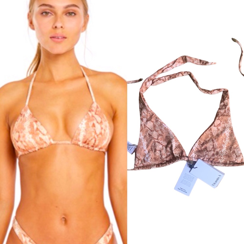 Vitamin A Gia Triangle Convertible Bikini Top Women Color Sand Size 6/S